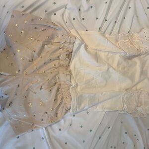 H&M Cream Eyelet Ruffle Top and Star-Print Skirt Set